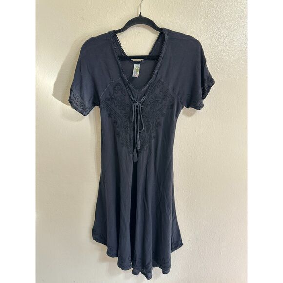 India Boutique Women's Soutache Design Black Full Swing Mini Dress Size S - Picture 2 of 7